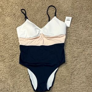 Lively One Piece Swimsuit - White, Light Pink, and navy